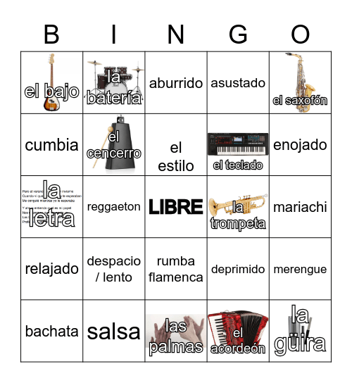 La Música Bingo Card
