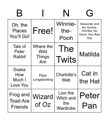 Children's books Bingo Card