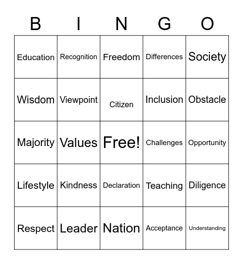 Training Bingo Card