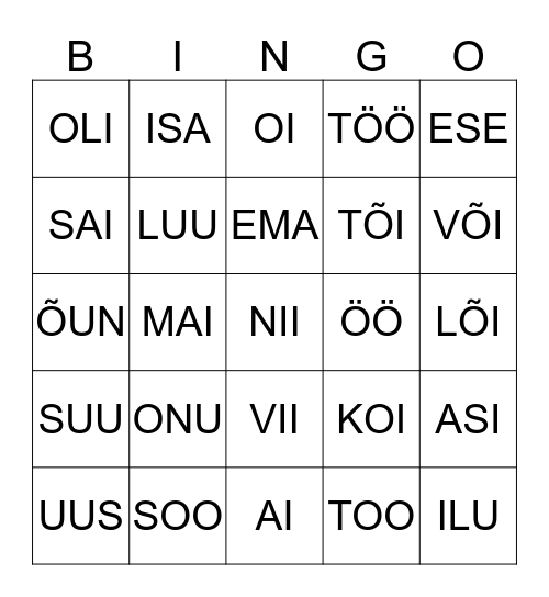 LUGEMISE BINGO Card