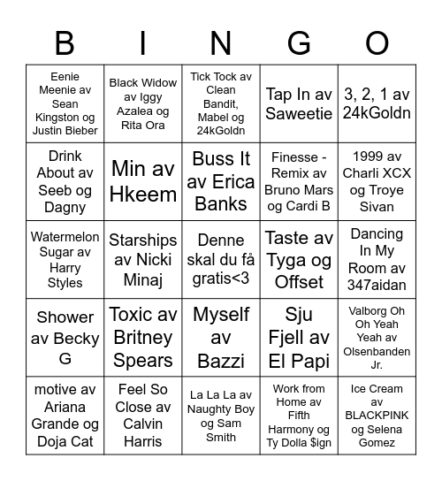 SiOs musikkbingo Card