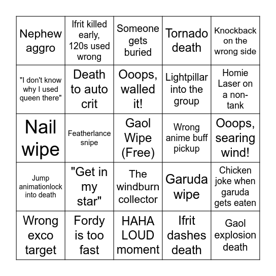 Funky Friday uwu Night Bingo Card