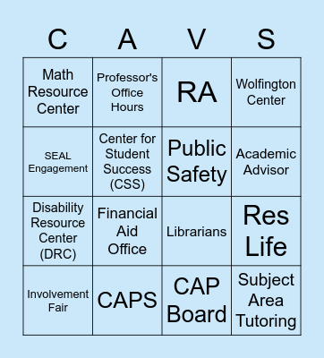 Cabrini Resources Bingo Card