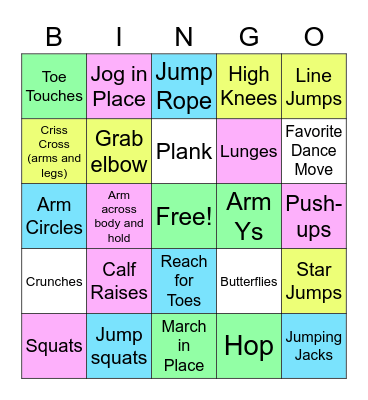 Fitness Bingo Card
