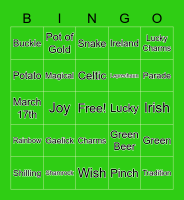 St. Patrick's Day BINGO Card