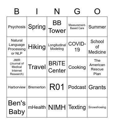 BRiTE Center Bingo Card