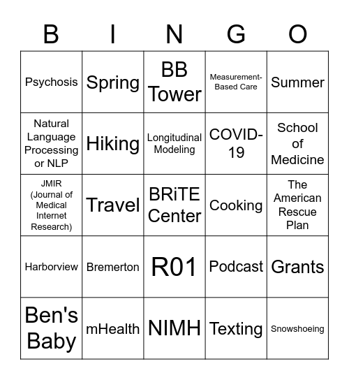 BRiTE Center Bingo Card