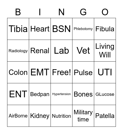 Thereputic Service 1 Bingo Card