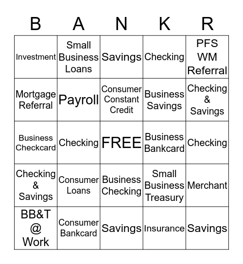 Branch Banker Bingo Card