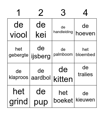 Woordenbingo Card