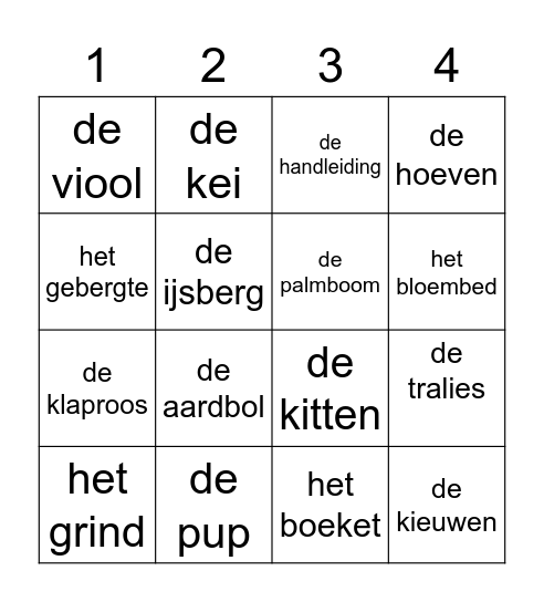 Woordenbingo Card