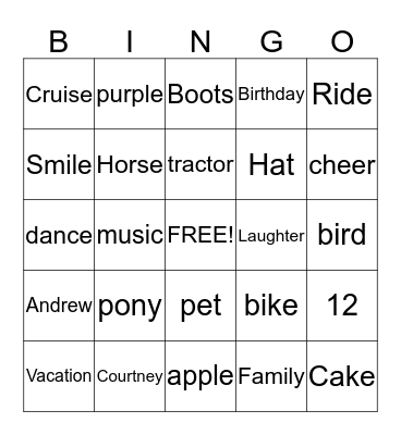 BIRTHDAY BINGO Card