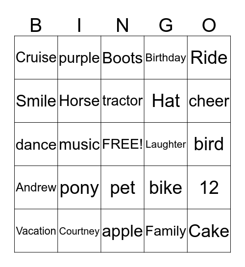 BIRTHDAY BINGO Card