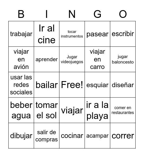 Pasatiempos Bingo Card