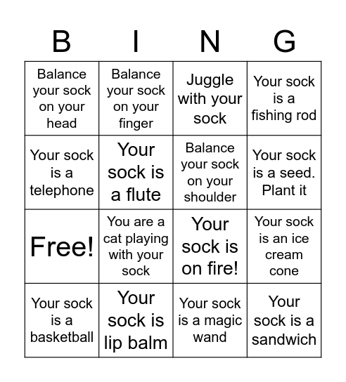 Sock Bingo Card