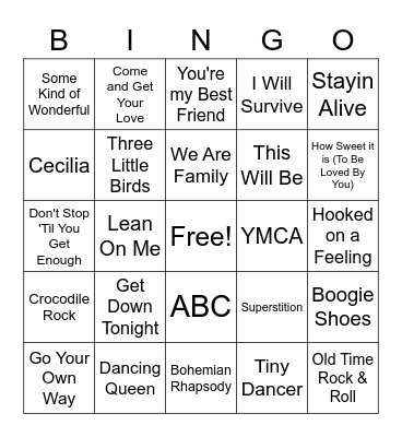 Music Bingo Card
