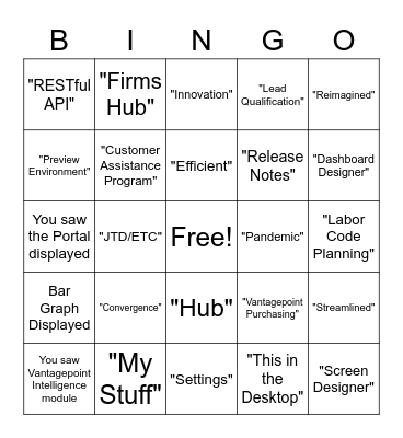 Vantagepoint Bingo Card
