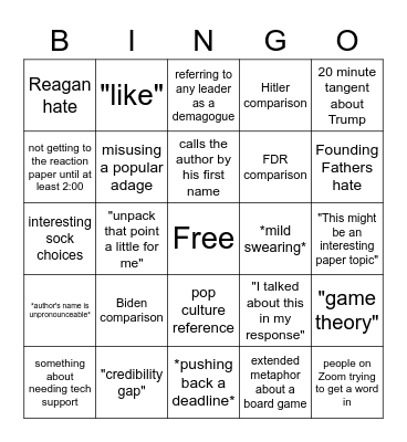 LEAD 350 Bingo Card