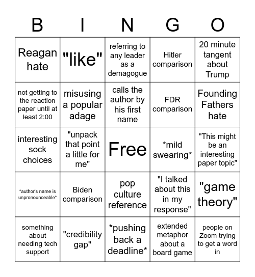 LEAD 350 Bingo Card