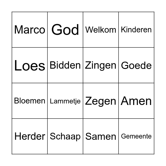 Kruiskerk-Bingo Card