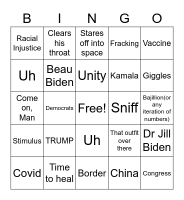 Sleepy Joe Reads The Teleprompter Bingo Card