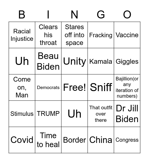 Sleepy Joe Reads The Teleprompter Bingo Card