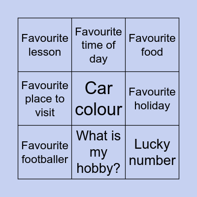 Get to know Miss McVinnie Bingo Card