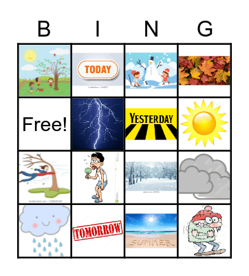 Chinese - Weather Bingo Card
