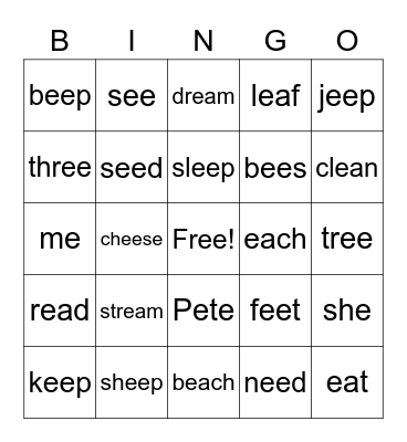 long e😄😁 Bingo Card