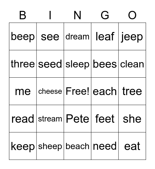 long e😄😁 Bingo Card