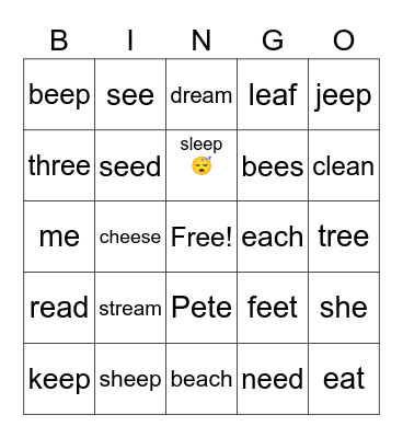 long e😄😁 Bingo Card