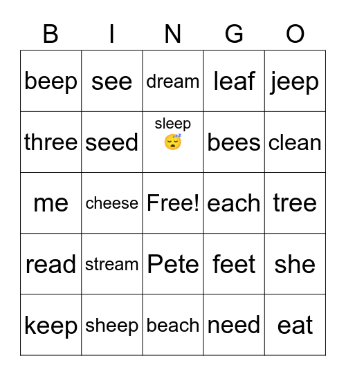 long e😄😁 Bingo Card