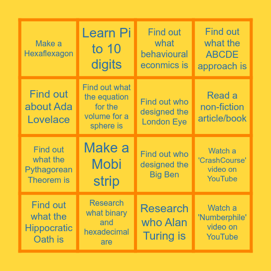 Eureka Bingo Card