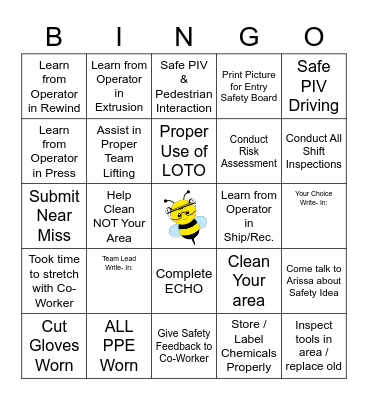 Safety EHS BINGO! Bingo Card