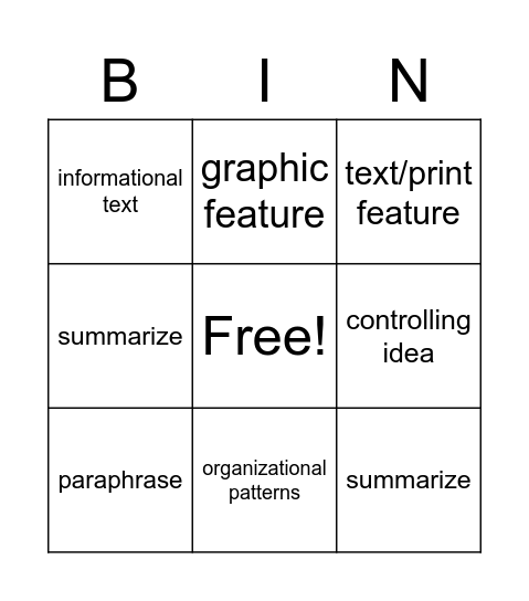 Unit 3 Vocabulary Terms Bingo Card