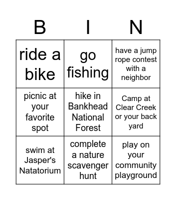 Springbreak Bingo Card