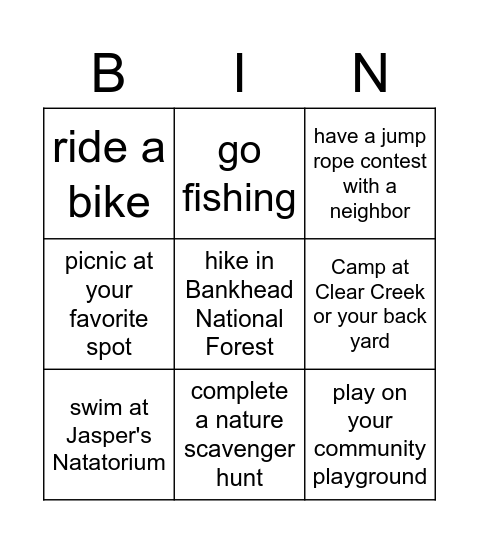 Springbreak Bingo Card