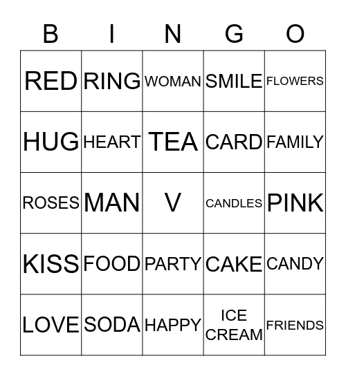 VALENTINE Bingo Card