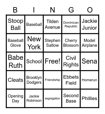 The Hero Two Doors Down Bingo Card