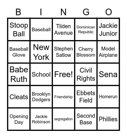 The Hero Two Doors Down Bingo Card