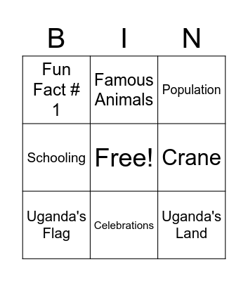 Uganda Bingo Card