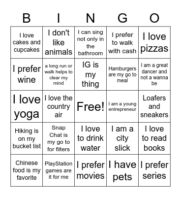 Fridays Unwind Bingo Card