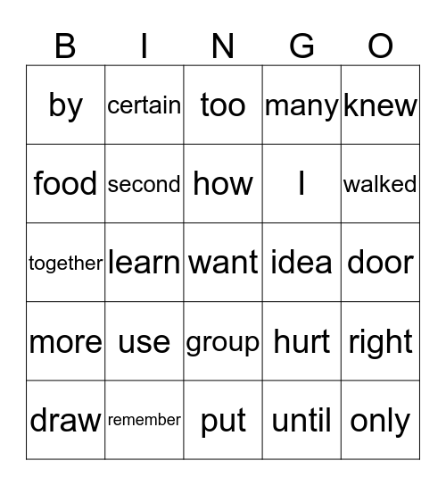 Unit 5 Bingo Card