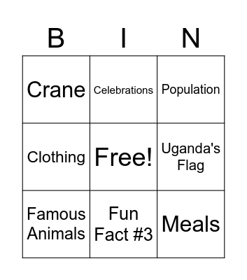 Uganda Bingo Card