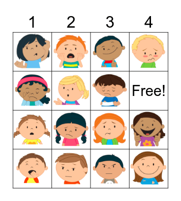 Emotions Bingo (Faces & Words) Bingo Card