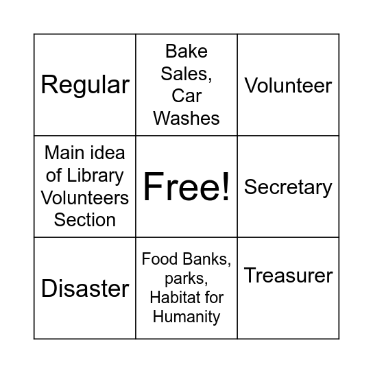 Get Involved in Your Community Bingo Card