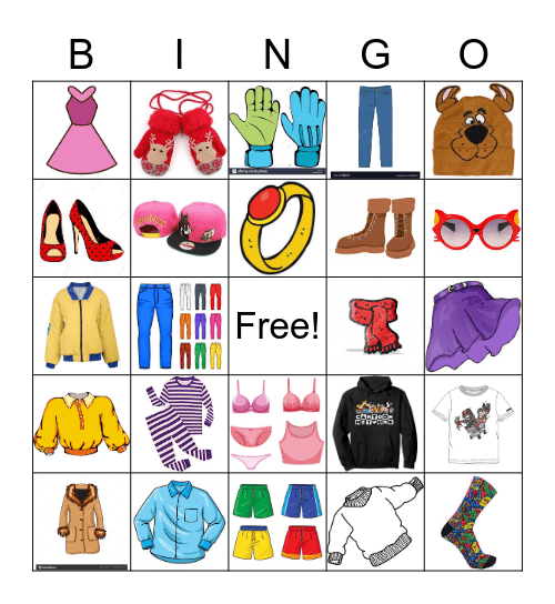 La ropa Bingo Card