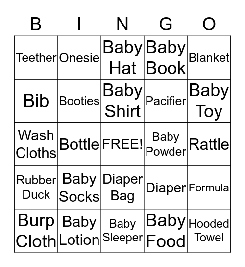 Baby Bingo Card