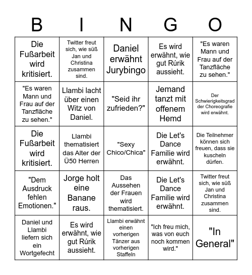 Let's Dance Bingo - 2021 Edition Bingo Card