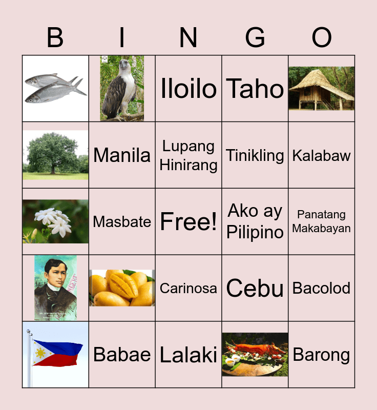 Pambansang Sagisag ng Pilipinas Bingo Card